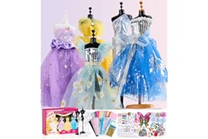YEETIN Fashion Designer Kit for Girls – DIY Sewing & Arts Craft Kit with 5 Mannequins, Doll Clothes Making Set, Learn to Sew, Creative Gift for Girls Ages 6-12