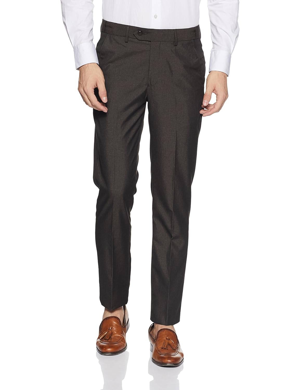 peter england men's slim fit formal trousers