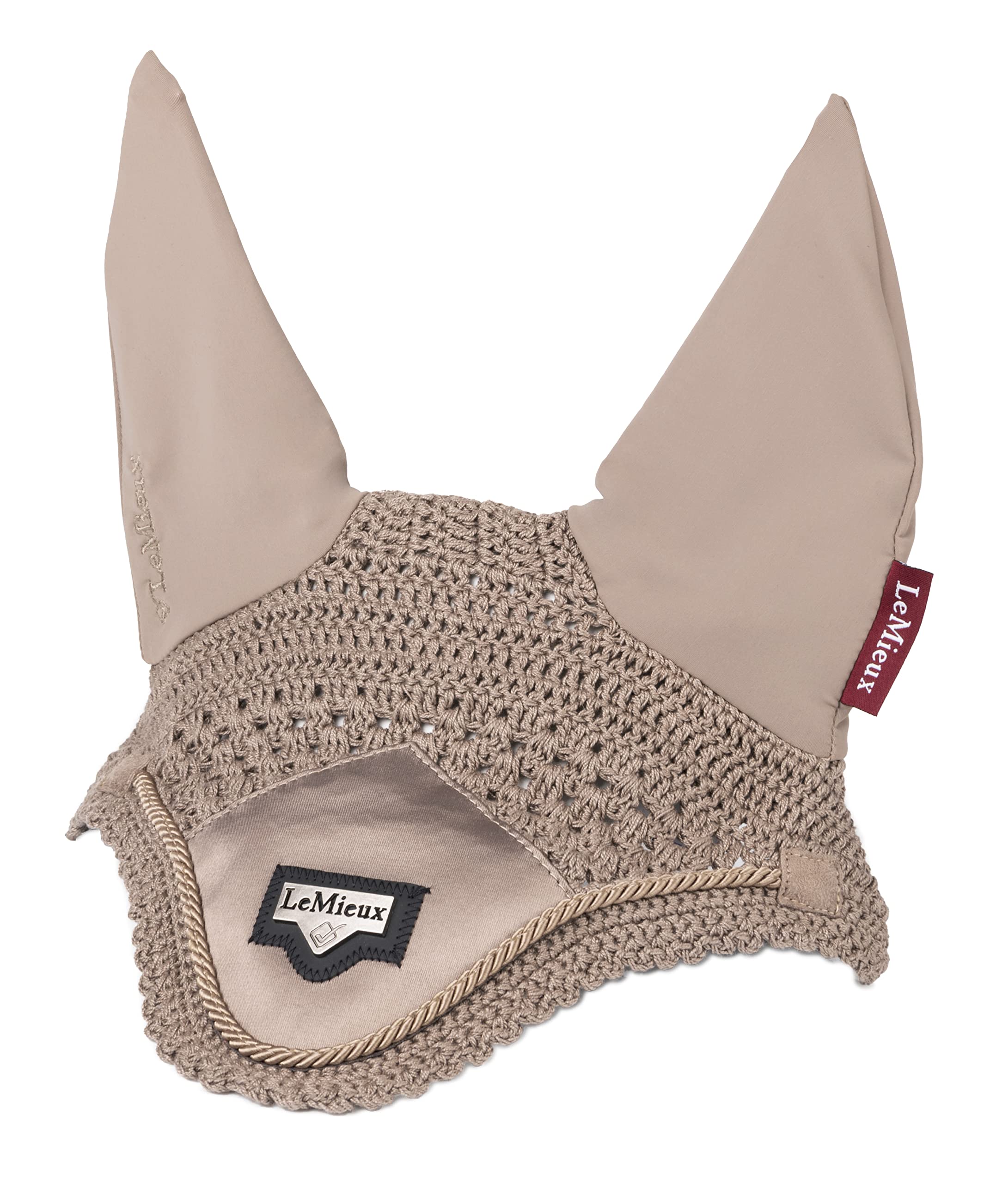 LeMieux Loire Fly Hood for Horses in Mink - Stylish Hand Knitted Crotchet - Soft & Stretchy - X-Large