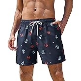 Gleeease 5inch Mens Swim Trunks: with Mesh Liner Pockets Drawstring Quick Dry Stretch Lined Funny Beach Swimming Pool Surf