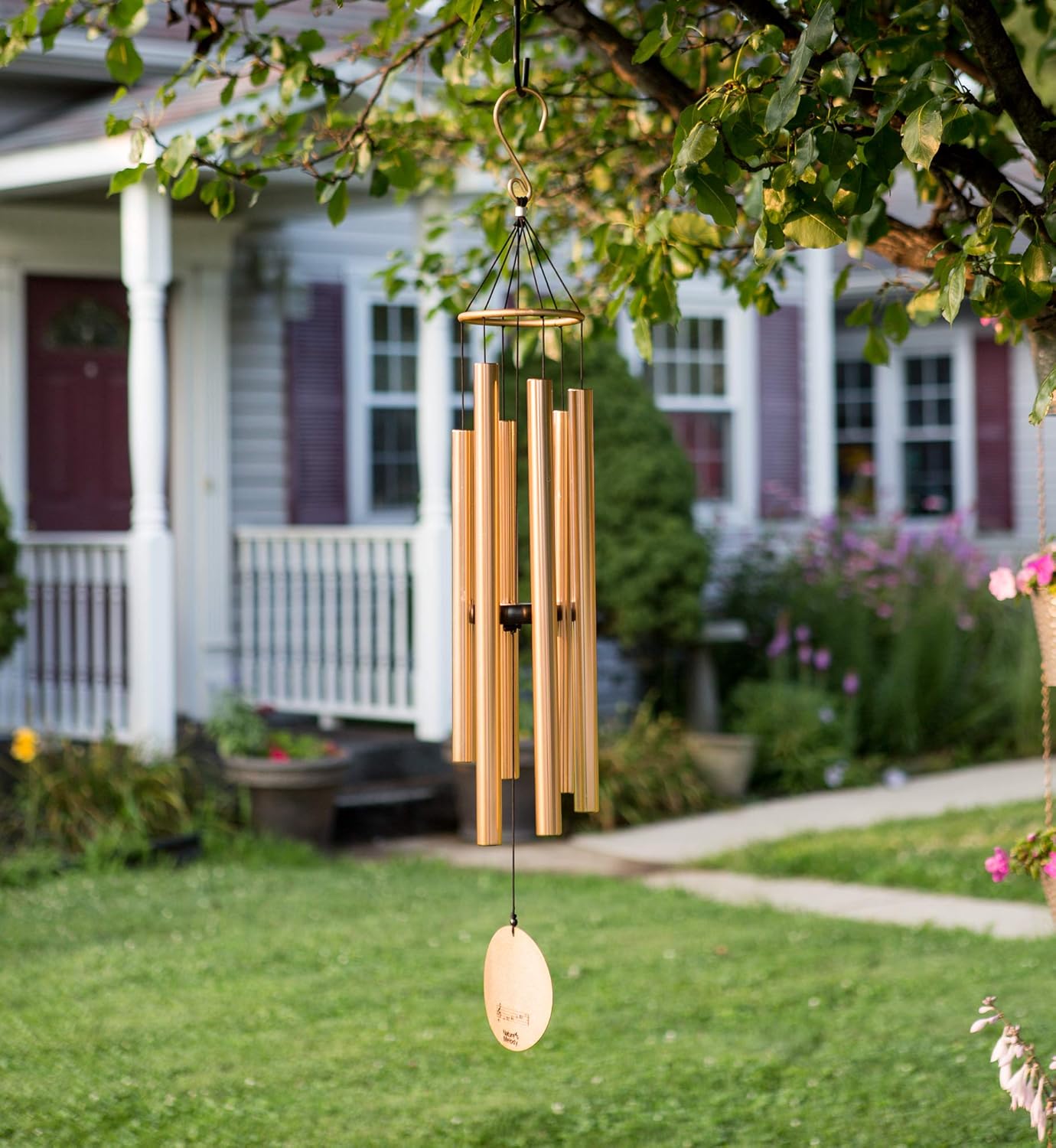 Nature’s Melody Aureole Tunes Wind Chimes – Outdoor Windchime with 6 Tubes Tuned to B Pentatonic Scale, 100% Rustproof Aluminum, Powder Finish & S Hook Hanger for Sympathy, Memorial Gift or Zen Garden : Garden & Outdoor