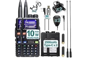 BAOFENG Radio 10W Walkie Talkies Long Range NOAA Weather Radio Handheld Emergency Two Way Radio 999CH with 2500mAh Type-C Bat