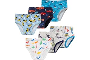 NAIVETE Baby Soft Cotton Underwear Little Boys Dinosaur Briefs Toddler Shark Undies Children Truck Panties(Pack of 6)