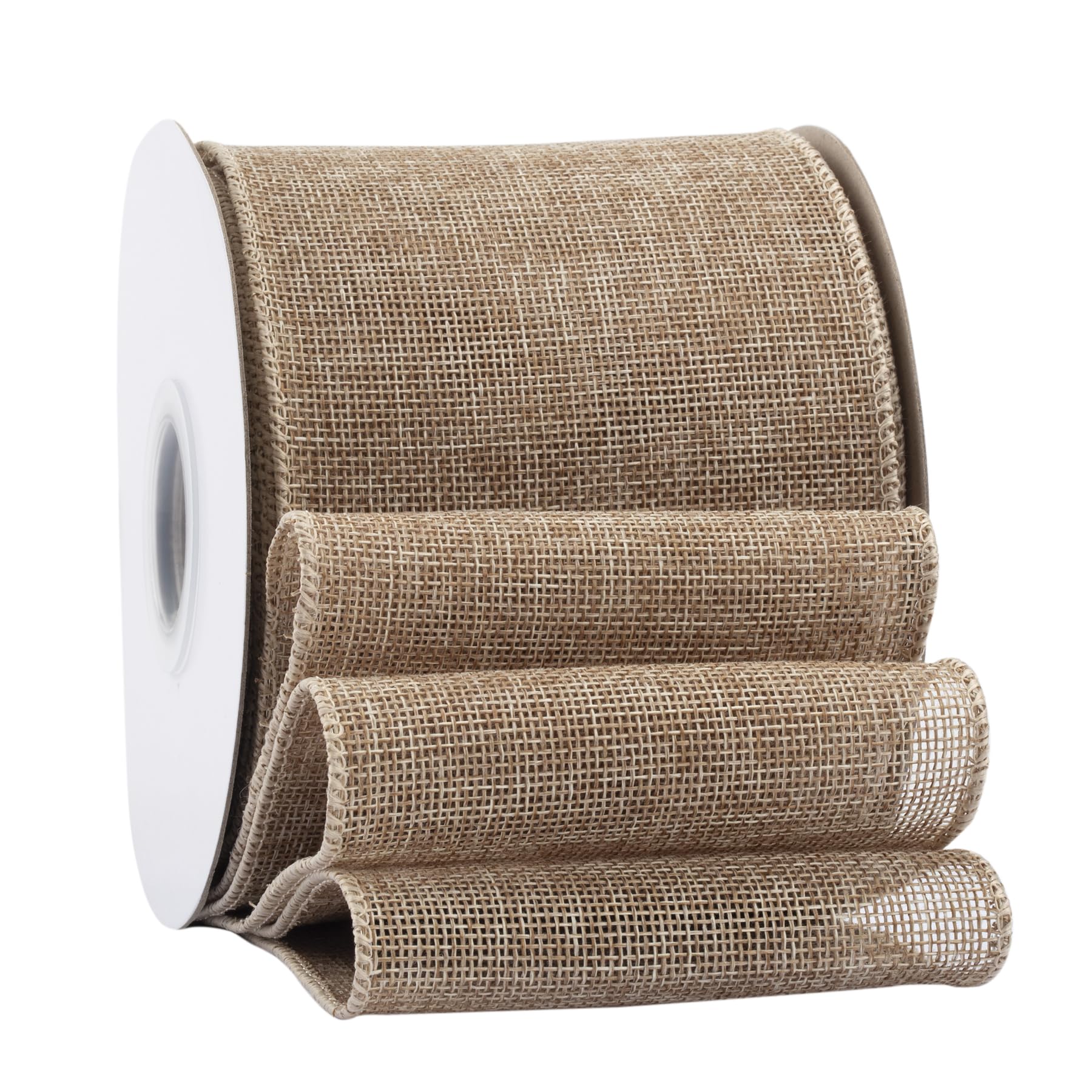 Ribbonitlux Natural Burlap Wired Ribbon, 100mm x 18 Meters, Wired Edge Burlap Ribbon for Gift Wrapping, Big Bow, Wreath, and Christmas Tree Decoration