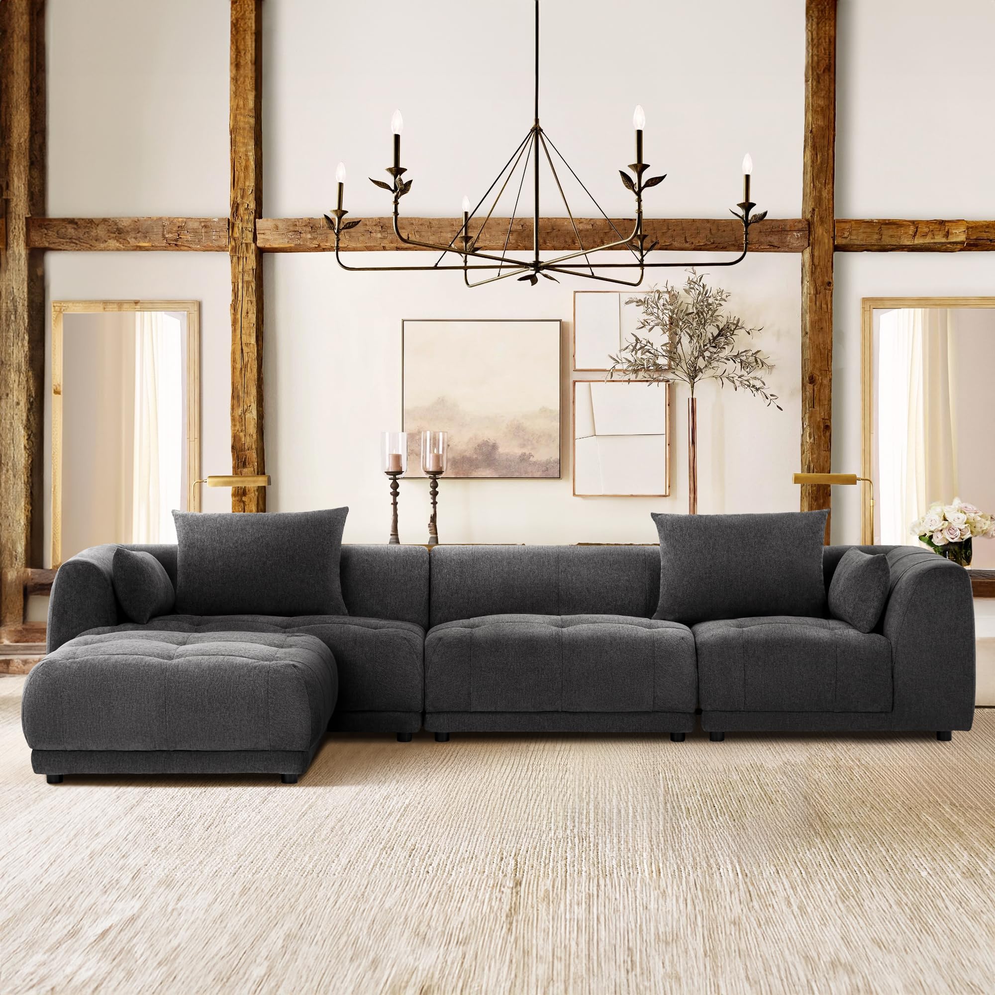 Photo 1 of ***PARTIAL SET / SIDE SEAT*** COLAMY 144" Cloud Sectional Couch with Ottoman,Modular Sectional Sofa with 3 Large Seat and 1 Movable Ottoman for Living Room, DIY Combination, Chenille, Gray