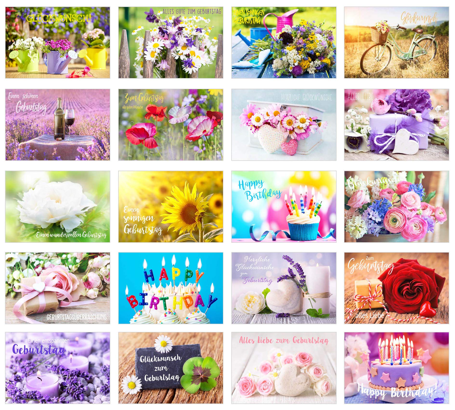 Edition Seidel Set of 20 Exclusive Premium Birthday Cards with Envelope Greeting Card Birthday Card Man Woman Cards Happy Birthday Billet Sayings