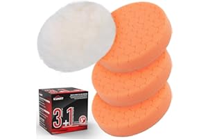 KUIMIT Orange Polish Pad, 3Pcs 5.5 Inch Face for 5 Inch Buffing Polishing Pads and Woolen Pads 125mm Backing Plate Compound Buffing Sponge for Car Buffer Polisher Compounding, Polishing and Waxing