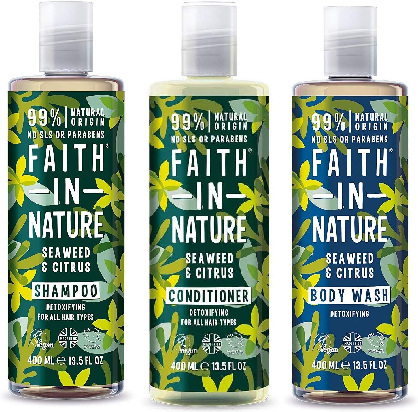Faith In Nature Seaweed & Citrus Shampoo, Conditioner & Shower Gel Trio