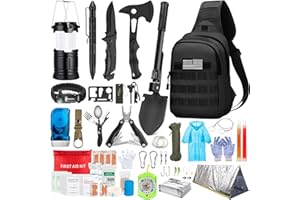 TAIKER Emergency Survival Kit, 151 Pcs Survival Gear First Aid Kit, Outdoor Trauma Bag with Tactical Flashlight Knife Pliers Pen Blanket Bracelets Compass for Camping Earthquake or Adventures