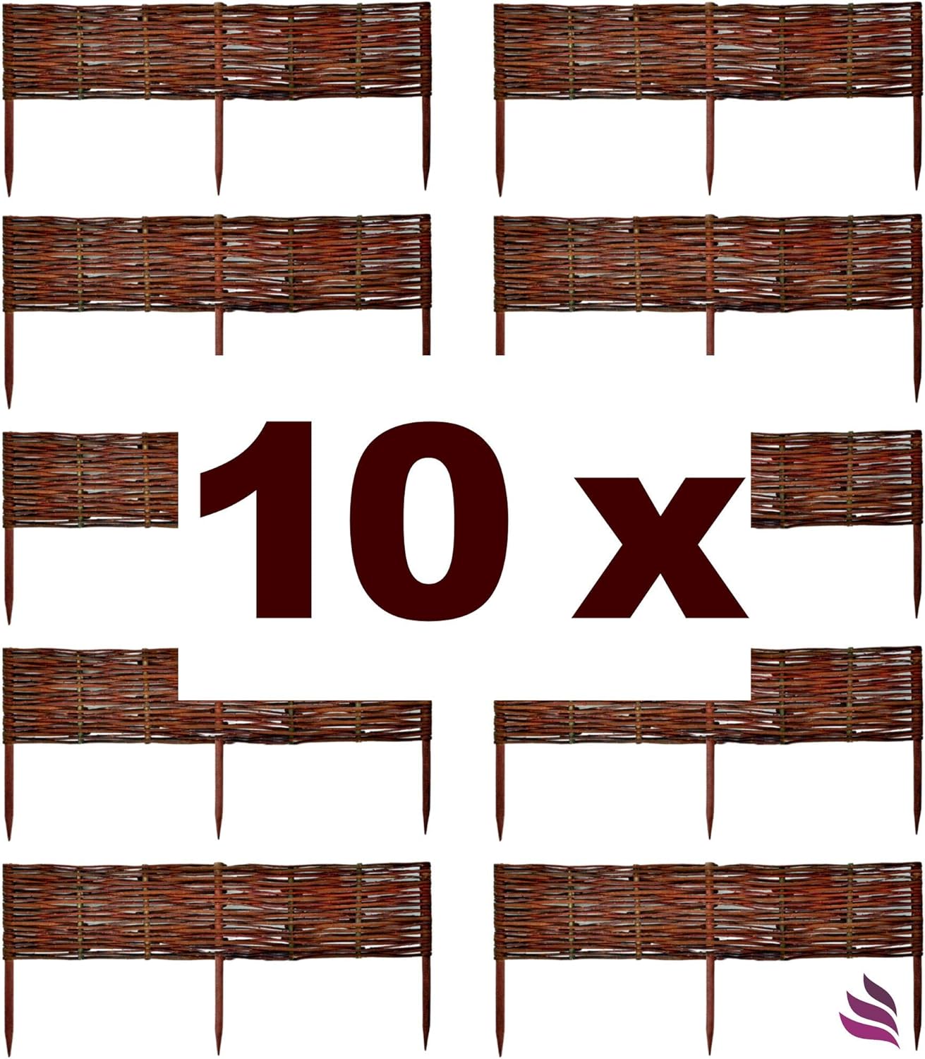 Floranica® Wooden Border Fencing, Border in 25 Sizes Impregnated Willow Edging Fence with
