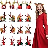 8 Pairs Christmas Hair Clip, Reindeer Antlers Headband Hairpins Antlers Ears Hair Accessory Cute Hairpins Christmas Hair Accessorieswith Plush Ball, for Yule Party