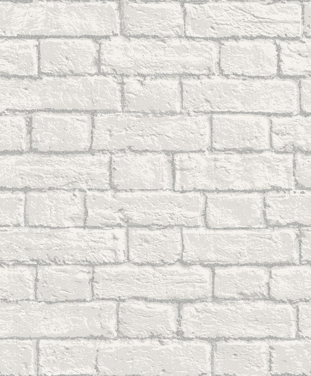Coloroll Glitter Brick White Wallpaper M1038 Faux Wall Glitter Morta Amazon Co Uk Diy Tools