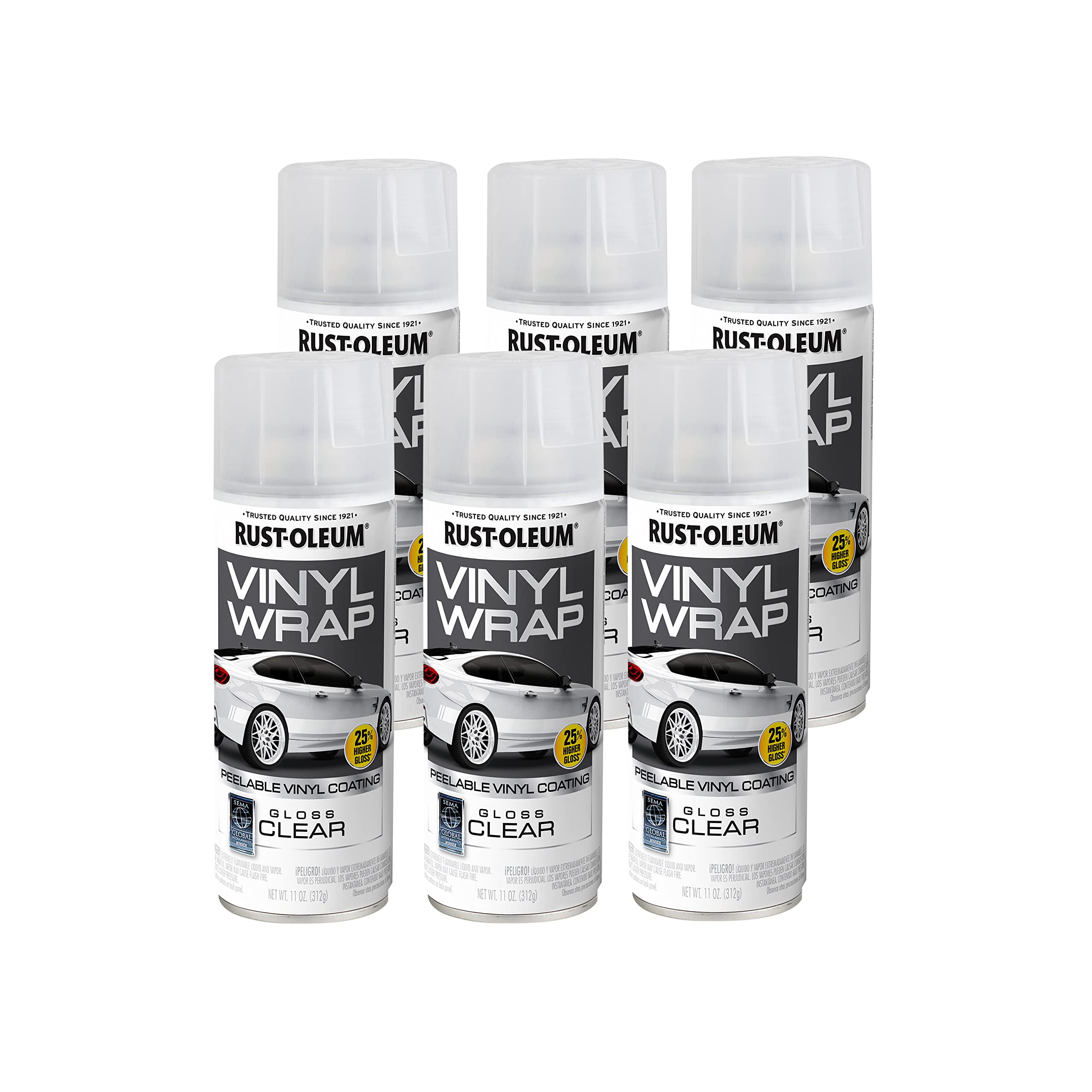 Rust-Oleum Automotive 363547 Vinyl Wrap Spray, Gloss Clear, 11 Ounce (Pack of 6)
