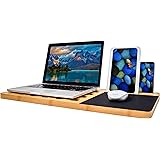 Bookaholic Lap Desk| Enhanced Organic Bamboo Lap Tray with Vent Holes & Built-in Fabric Covered Mouse Pad for 11",13",15…