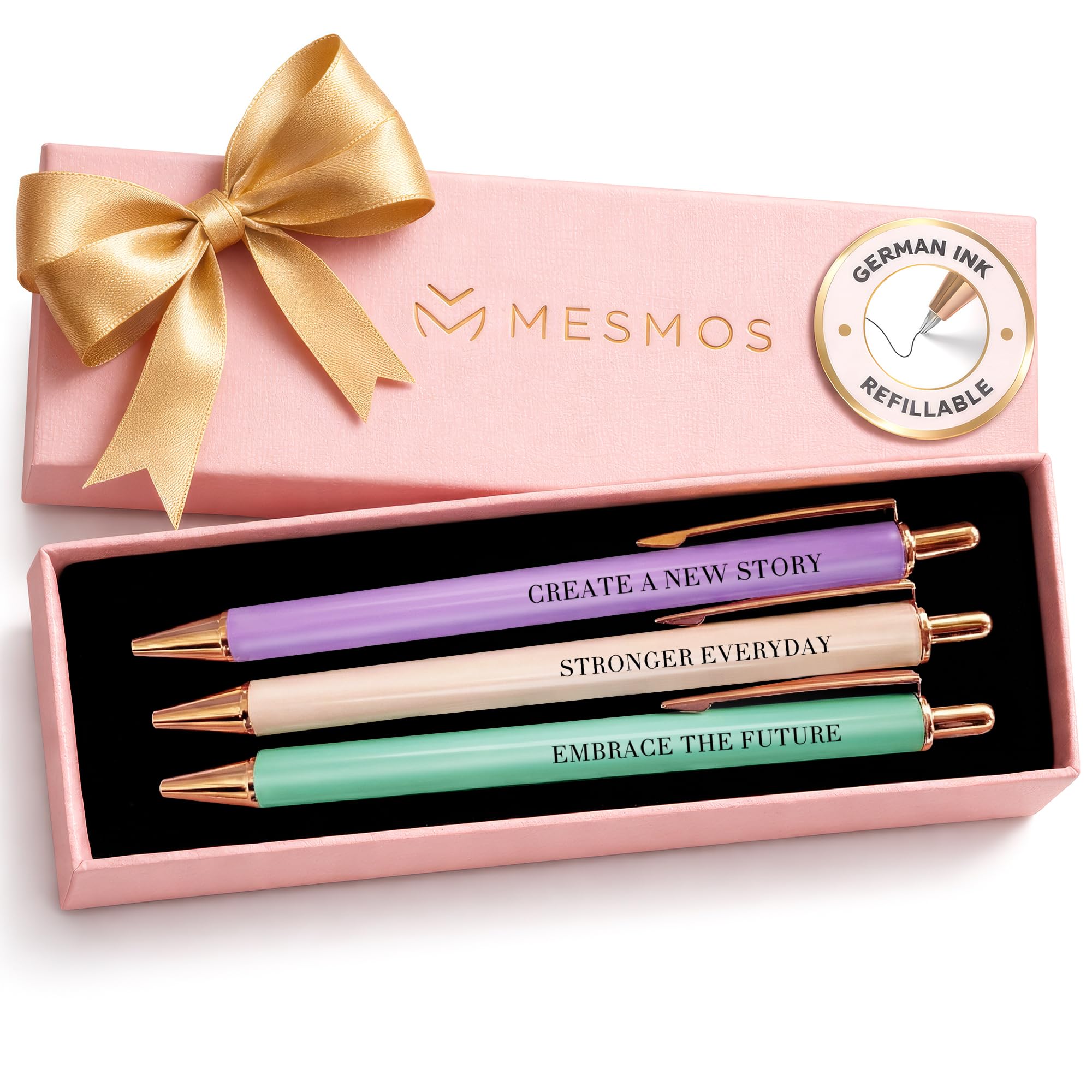 MESMOS New Beginnings Gifts for Women, 3pk Fancy Ballpoint Pen Set, Divorce Going Away Break Up Farewell Gifts for Women Friends and Coworkers