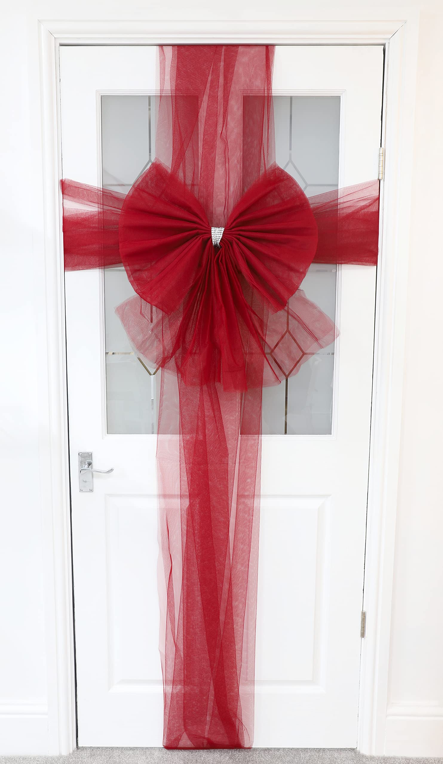 Christmas Concepts® DIY Decorative Door Bow With Diamante Decoration - Wedding/Parties/Christmas (Wine)
