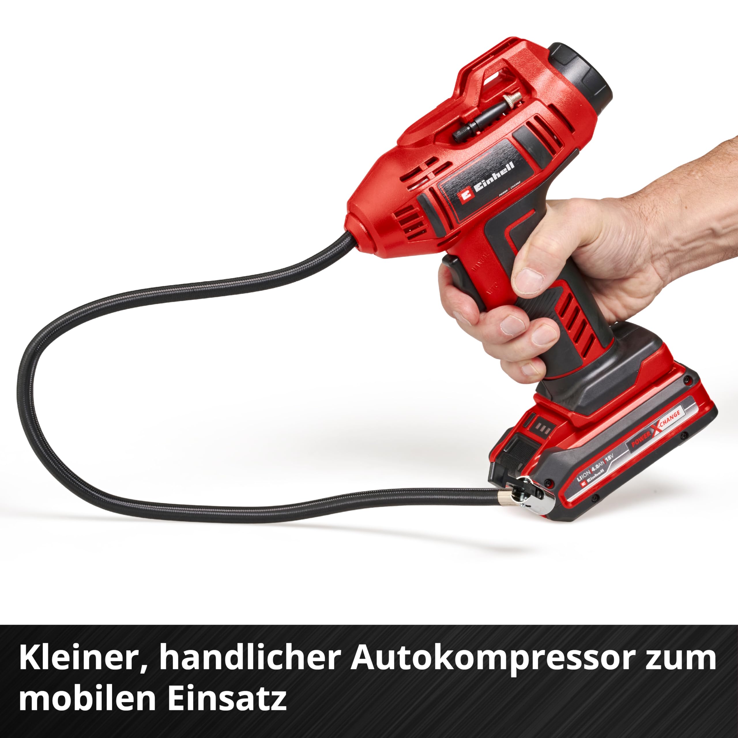 Einhell Akku-Autokompressor CE-CC 18 Li-Solo Power X-Change (Li-Ion, 18 V, max. 11 bar, 60 cm Druckluftschlauch, automat. Abschaltfunktion, Lieferung ohne Akku & ohne Ladegerät) 8