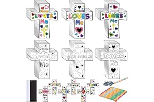 Saysurey 30 Sets Christian Crafts for Kids Religious Sunday School Craft Jesus Loves Me Color Your Own DIY Ornaments for Sunday Classroom Art Party Home Activities