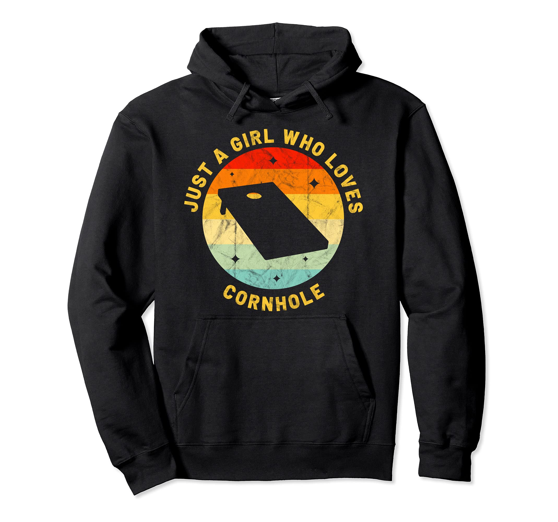 Cornhole Just A Girl Women's Vintage Team Tournament Pullover Hoodie