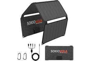 SOKIOVOLA [Upgraded] Foldable Solar Panel 50W Portable Solar Panel Charger 3 Output Ports (USB-A, USB-C,DC) Folding Solar Panel for Camping Hiking RV Outdoor Activities
