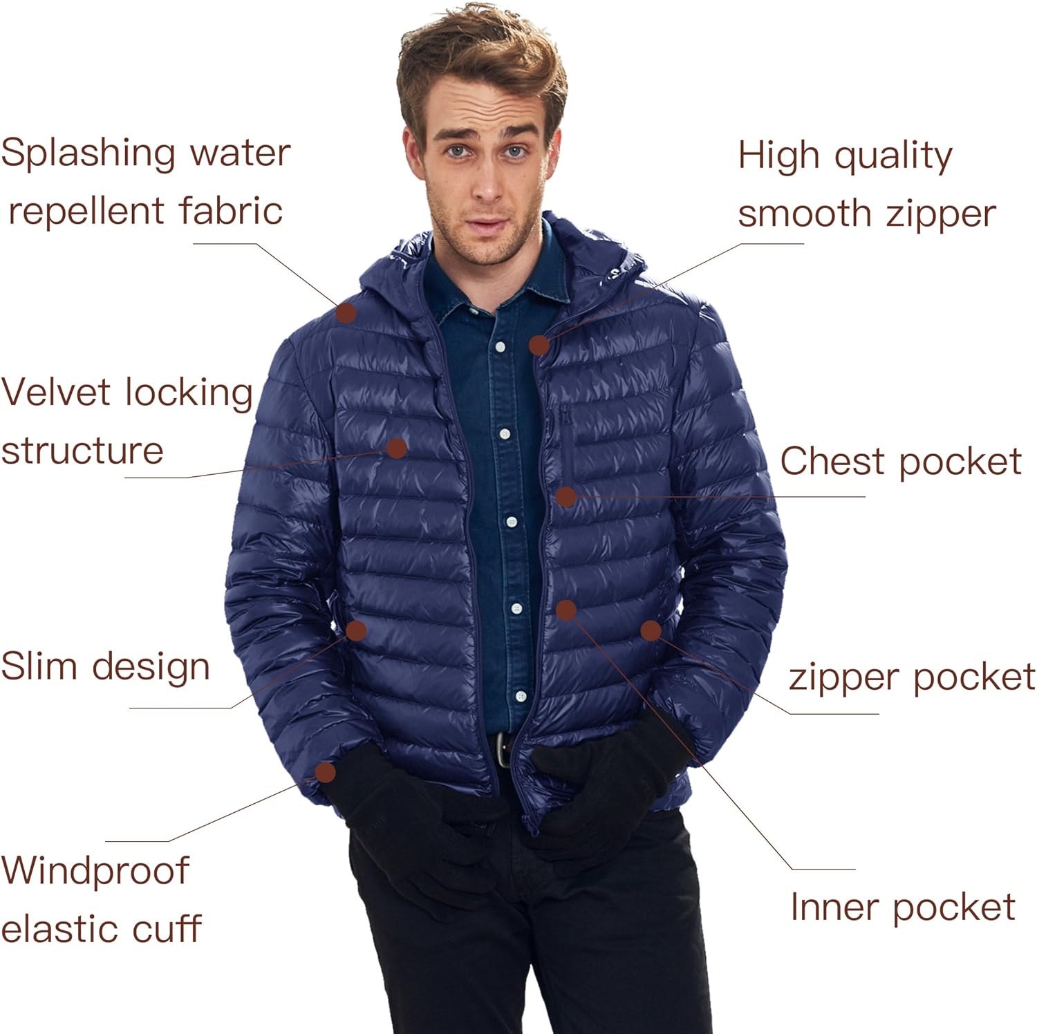 Wantdo Men's Packable Puffer Jacket Insulated Down Coat Lightweight Winter Jacket at  Men’s Clothing store