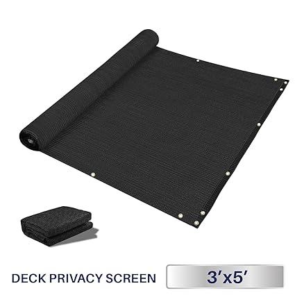 3 x 5, Solid Black: Windscreen4less Deck Privacy Screen for Backyard, Patio, Balcony, Pool, Porch, Railiing, Gardening, Fence Shield Rails Protection Bla