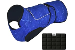 LUCOLOVE Dog Cooling Vest with Ice Pack – 2-Layer Evaporative Cooling Jacket with High Collar, UV Protection & Size-Matched Ice Pack – Cooling Vest for Dogs for Hot Weather (Blue Aqua, X-Large)