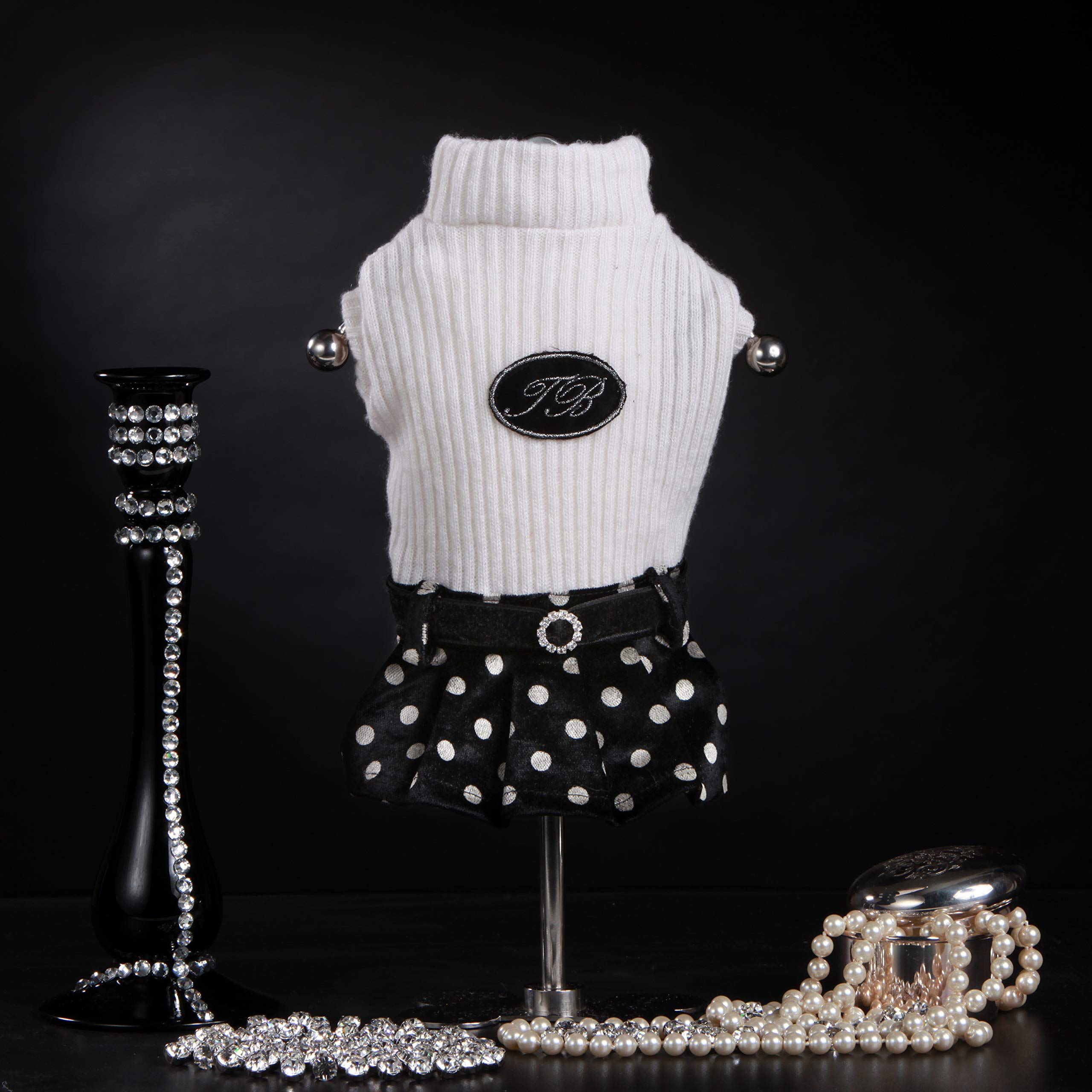 Trilly tutti Brilli Jacquard Wool Dress with Polka Dot Skirt and White Thermal Application, S - 1 Product