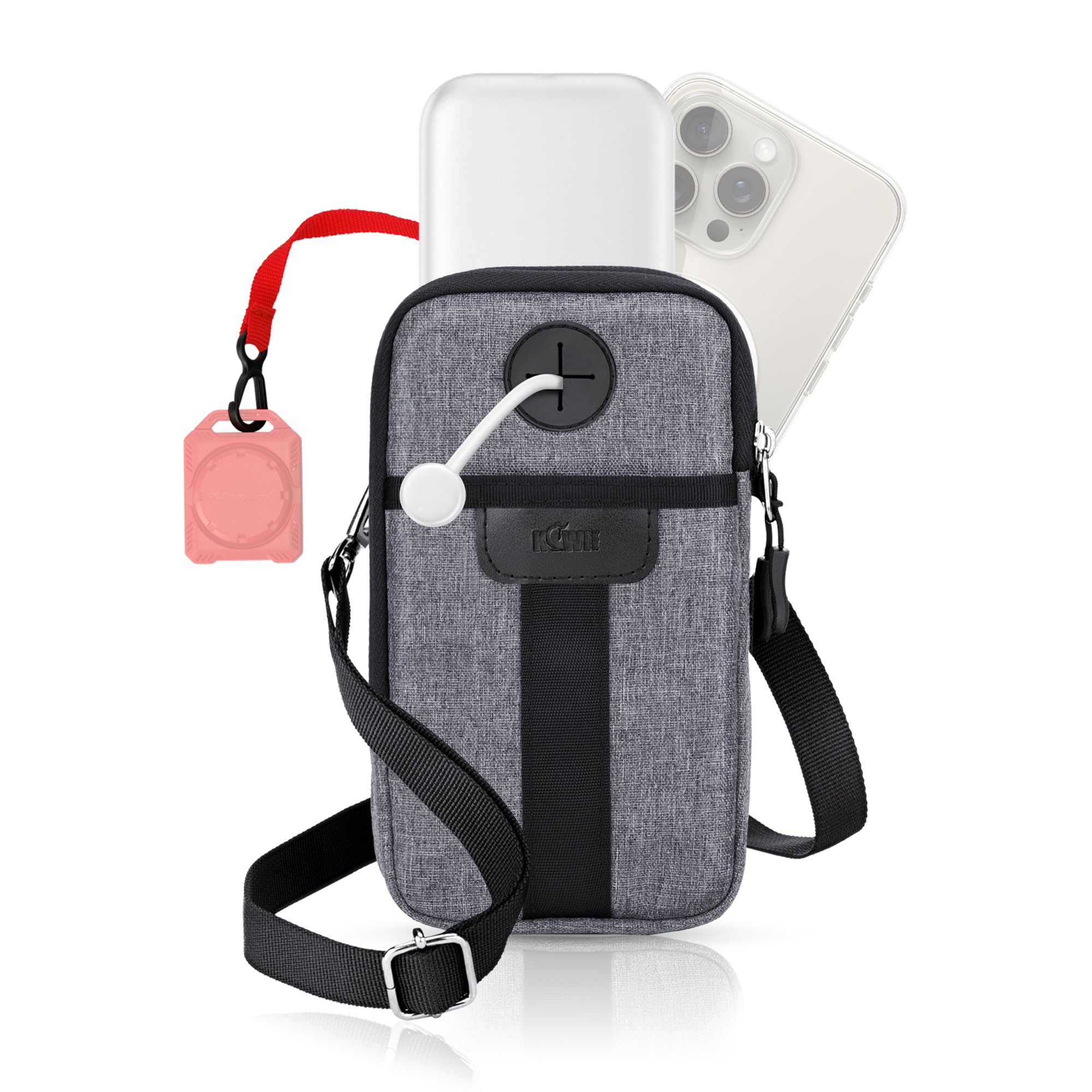 Travel Cell Phone Pouch, Dual Phone Holster Crossbody Bag with Shoulder Strap for iPhone 15 14 13 Pro Max Plus Passport ID Card, Universal Smartphone Walking Purse Passport Wallet Belt Pouch Holder