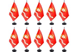ZXvZYT Military Flag Banner USA Military Desk Flag Set Small Mini Military Office Table Stick Flags with 12" Solid Pole Black Stand Base Decorations (12 Pack)