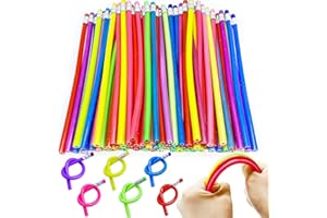 Guuozzli 48 Pieces Flexible Soft Pencil,Magic Bendable Pencils,Multi-Colored Fun Soft Pencils with Erasers for Kids,Classroom Supplies,Back to School Gifts,Party Favors,6 Colors