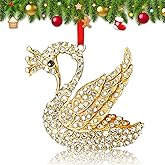 WALENGIF Swan Christmas Ornaments 2025 - Metal Swan Ornaments for Christmas Tree -Elegant Bird Hanging Ornaments White Swan for Nature Lovers Women Couple Girls Mom Sisters