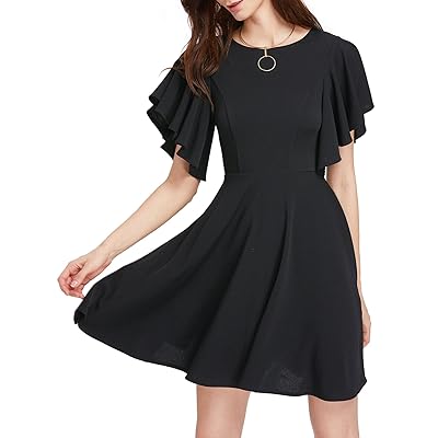 romwe formal dress Petite Short Sleeve Long Black Formal Dress with Belt– PromGirl main image 0