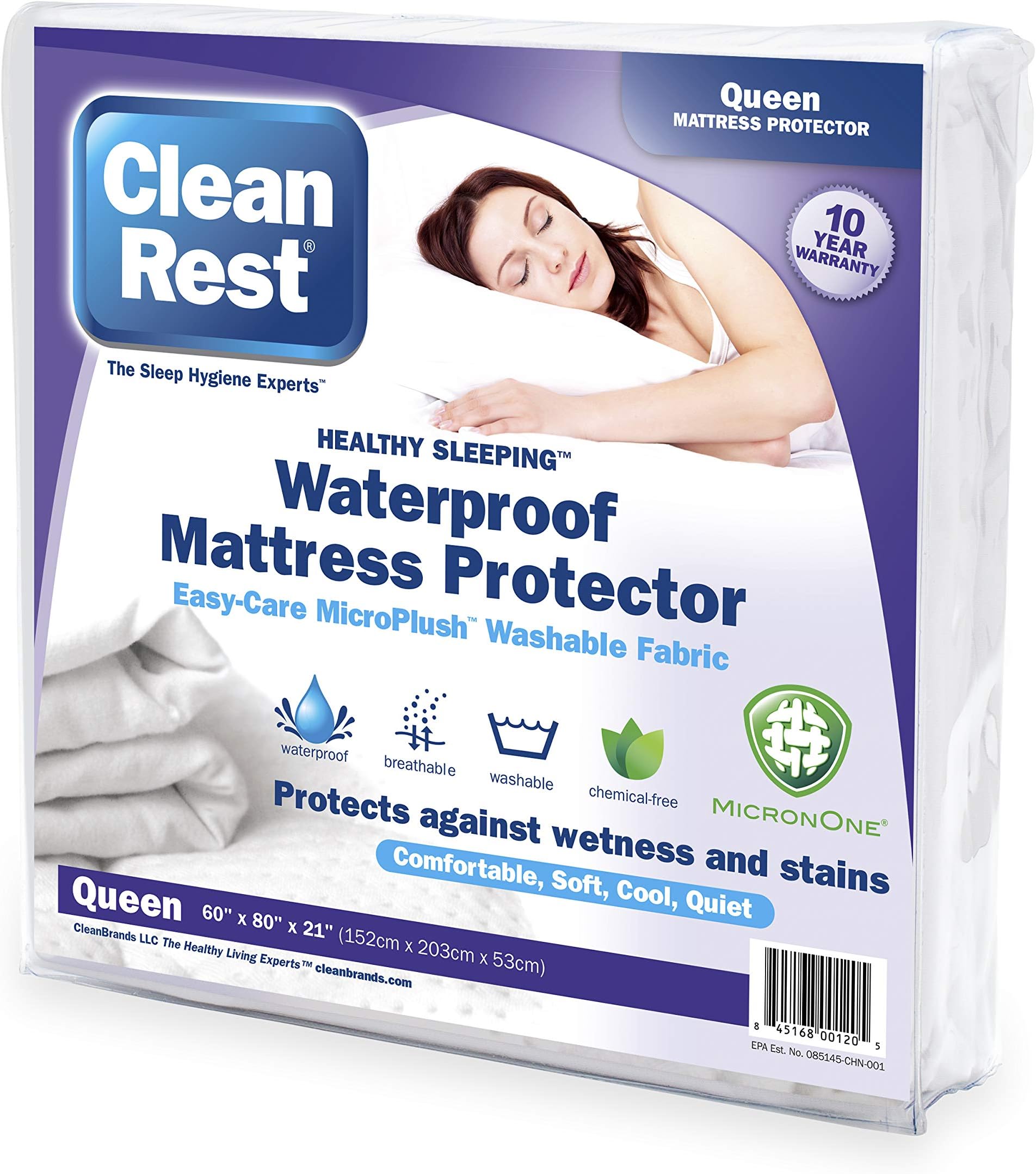 CleanRest Waterproof Mattress Protector 90x190x18-38cm