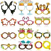Luau Party Decorations - 12 PCS Hawaiian Theme Paper Eyeglasses for Tropical Beach party - Pool Party Decorations for Summer Leis Birthday Party Favors Dress Photo Booth Props - Luau Outfits for Women