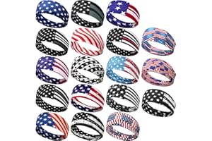 Wavyknot 18 Pcs Sports Sweatbands for Men Women Camo Headbands Workout Non Slip Headbands Breathable Head Band Fitness Stretchy Unisex Hairband for Yoga Running Cycling Ball
