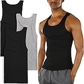 ToBeInStyle Men’s 100% Cotton White A-Shirts Form-Fitting Sleeveless Scoop Neck Undershirts