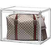 1 Pack Extra XXX-Large Acrylic Purse Display Case 17.7''x13''x13'' Clear Purse Handbag Organizer Stackable Storage Bins with Dustproof Magnetic Door Acrylic Box for Shoes, Helmet, Boots, Figures