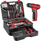 Drill Tool Set：Tool Kit with 12V Power Cordless Drill Hand Repair Tools Box with Drill, Home Tool Kits for Men &amp; Women, Hand Drill Set Perfect for Homeowner, Diyer, Handyman - Red