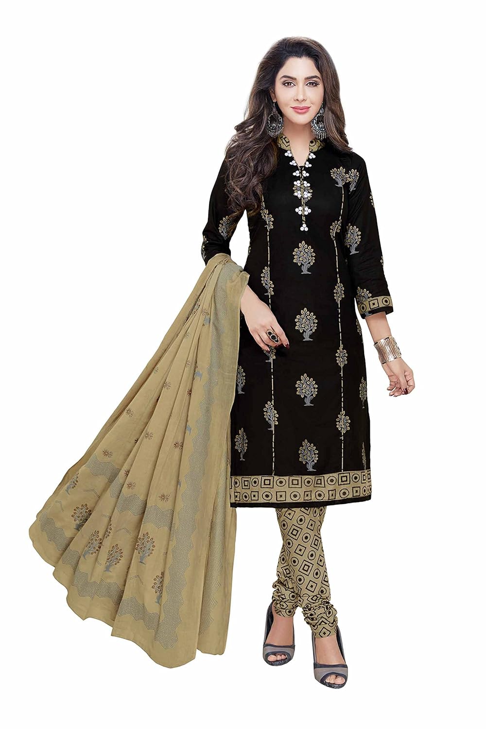 miraan women's dress material (san2302_black_free size)