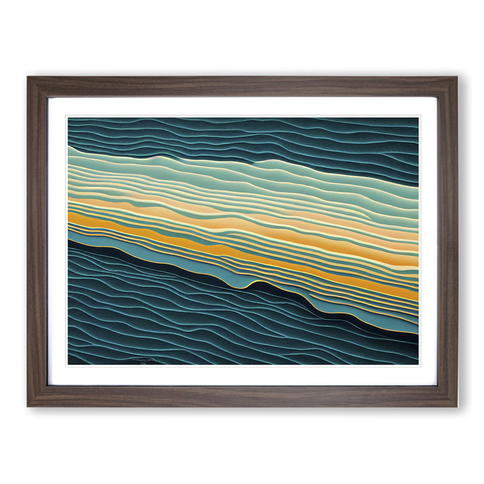 Modern Audio Soundwave Art Vol.4 Abstract Framed Print | A4 Walnut Framed Wall Art | Ready to Hang | Abstract Fantasy Picture | Living Room Bedroom Lounge Office