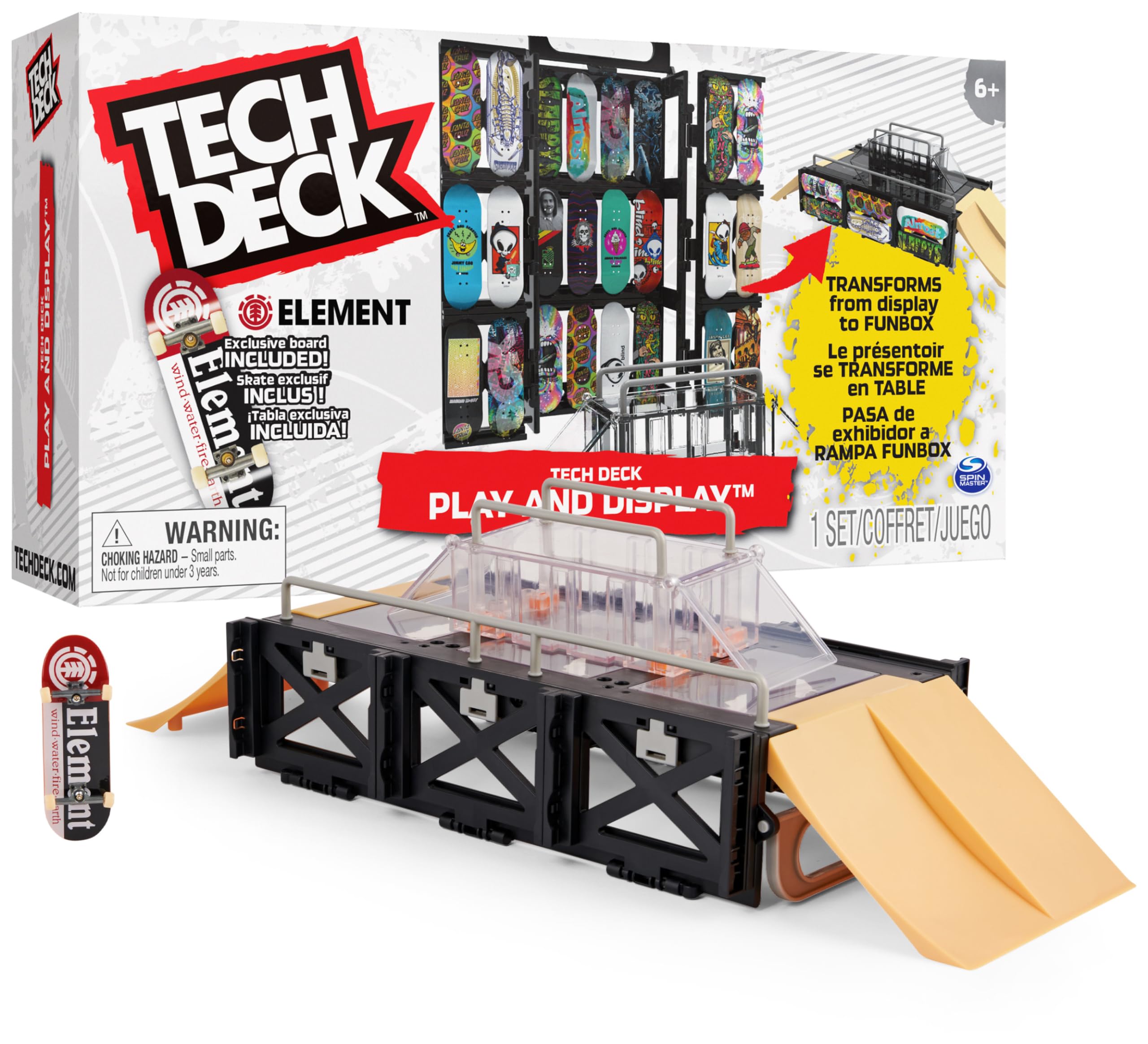 Tech Deck, Play and Display Transforming Ramp Set and Carrying Case with Exclusive Fingerboard, Kids Toy for Ages 6 and up