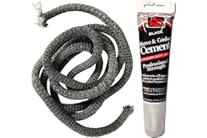 LavaLock Wood Stove Replacement Gasket & Glue for Woodburning Stoves - Graphite Impregnated Fiberglass Gaskets Adhesive Cemen