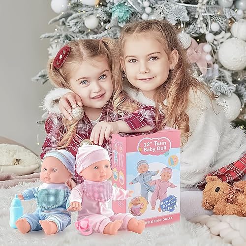 Toy Choi's Baby Doll Twin Baby Dolls 12 inch Soft Body Dolls Playset with  Rompers, Hat, Pacifier and Do