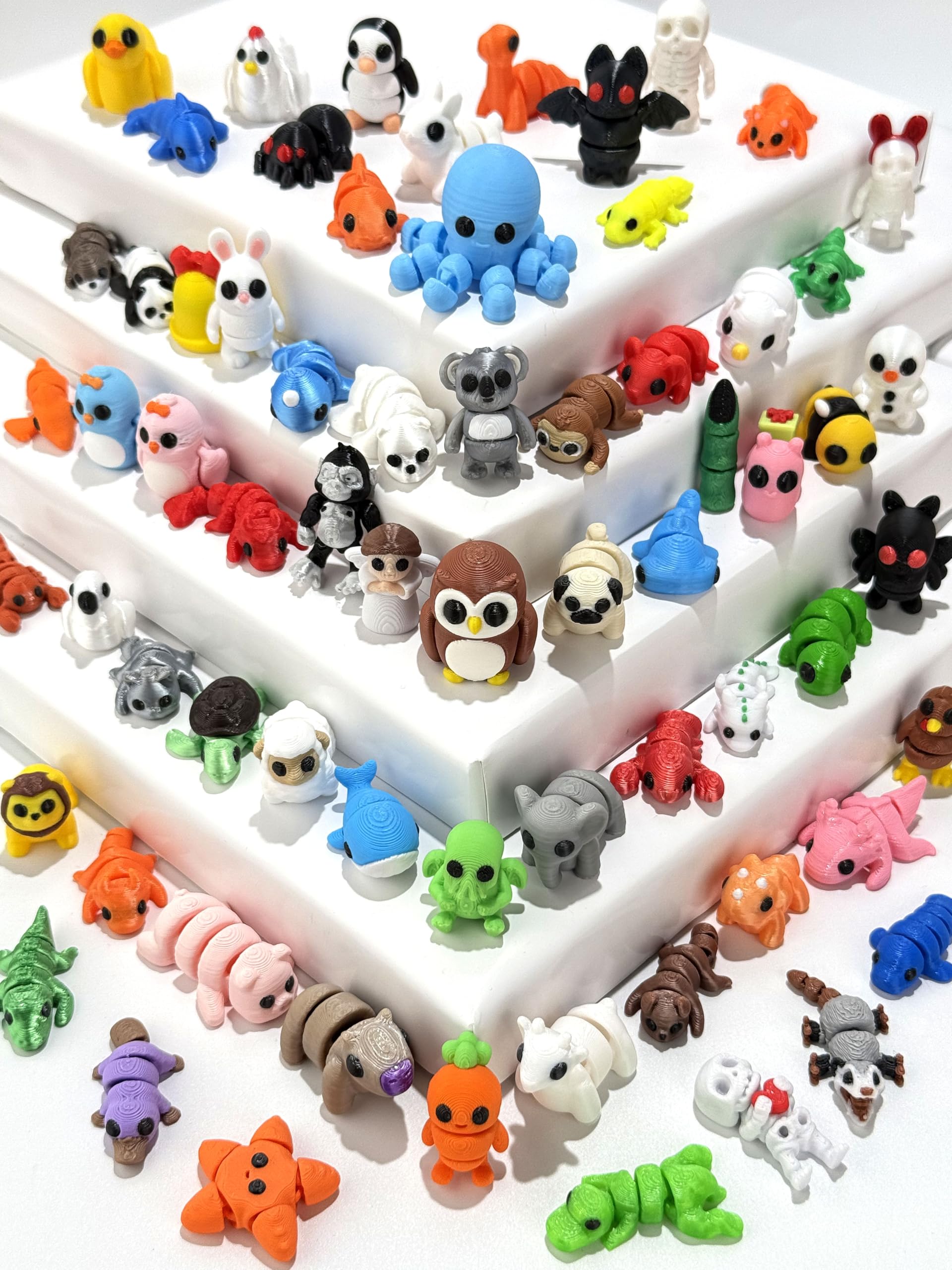 60Pcs Random 3D Printed Animals,Mystery Pack Articulated Figurines Fidget Toy,Gifts for Kids Graduation Rewards,Easter Egg Stuffers,Christmas Birthday Gifts