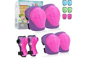 SAMIT Knee Pads for Kids 8-14 Years Boys Girls Protective Gear Set Toddler Knee and Elbow Pads with Wrist Guards 6 in 1 Safety Gear Set for Skating Cycling Bike Rollerblading Scooter Roller Skates