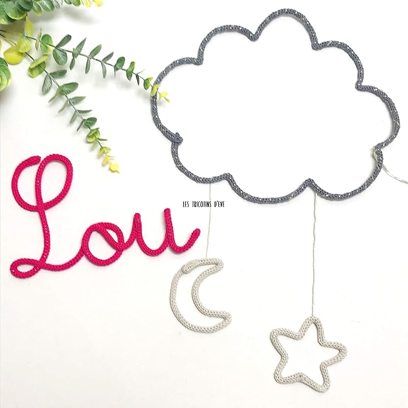 Prenom Au Tricotin Plus Son Nuage Et Ses Deux Suspensions Bebe Et Puericulture Cadeaux Et Souvenirs Pour Nouveau Ne