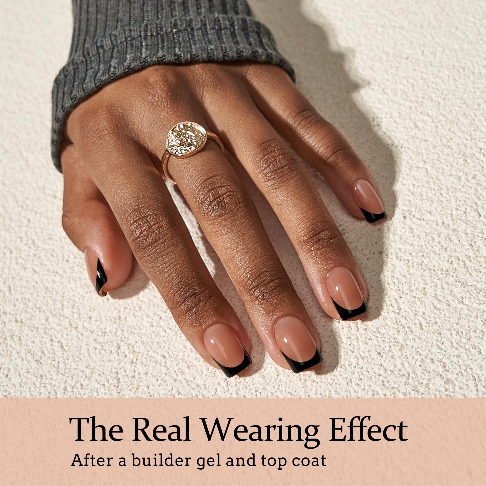 BTArtboxnails XCOATTIPS Press on Nails- Short Square Black French Tip Nails, 160pcs Soft Gel Nails Fake Acrylic Nail Tips for Gift Home DIY Nail Art Extension - Image 2