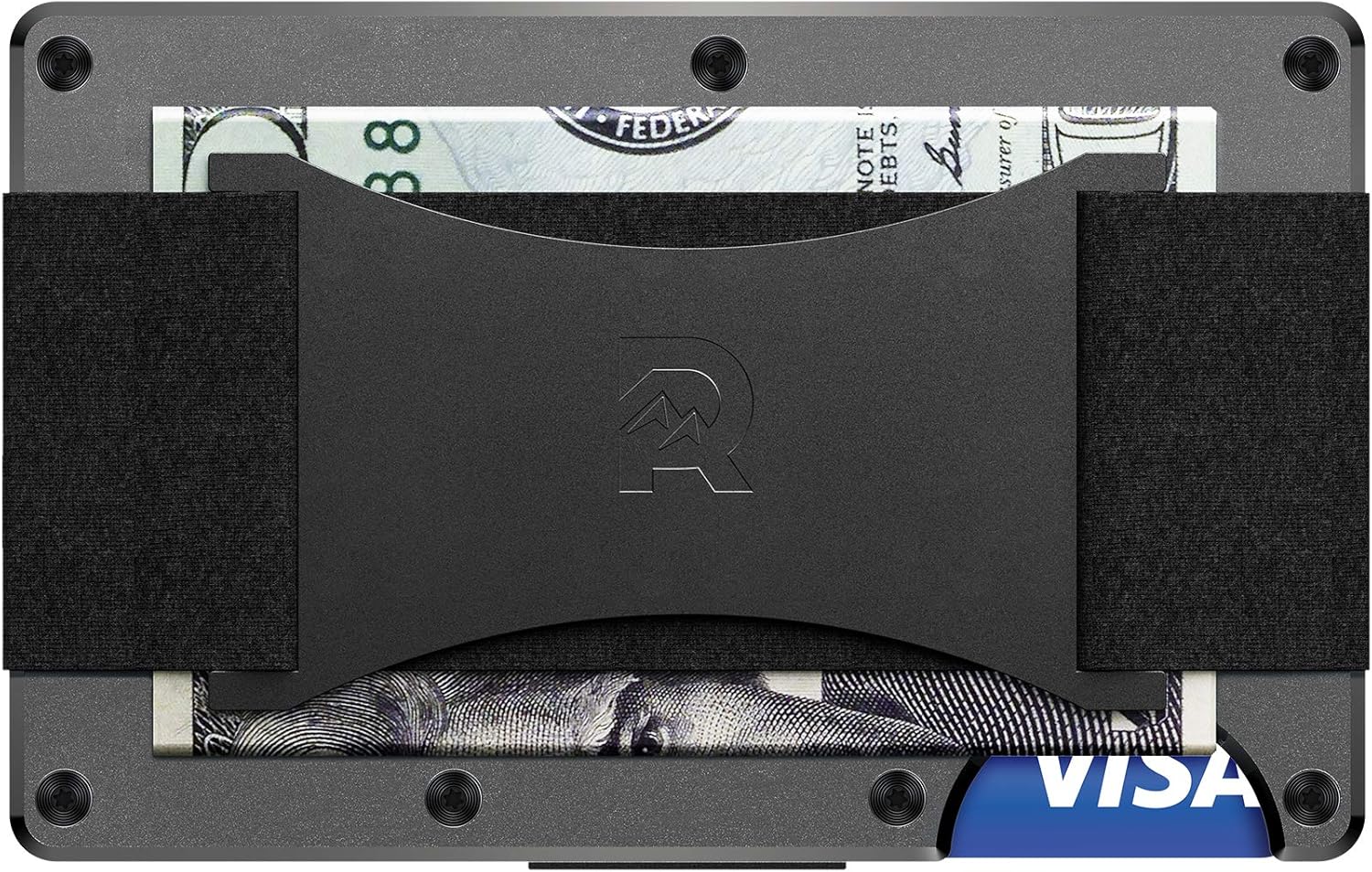 The Ridge Wallet Authentic | Minimalist Metal RFID Blocking Wallet with Cash Strap | Wallet for Men | RFID Minimalist Wallet, Slim Wallet (Gunmetal): Clothing