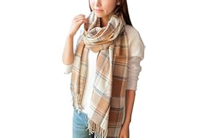 Wander Agio Women's Fashion Long Shawl Big Grid Winter Warm Lattice Large Scarf